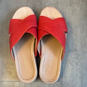 Vionic Women's Bold Red Cross Strap Sandals